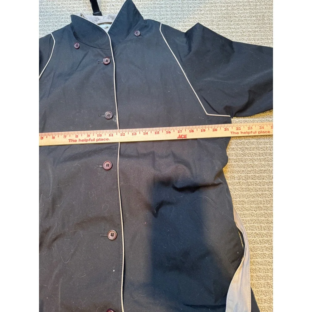 Foxland Belted Trench Coat Black Contrast Piping Long‎ Jacket Womens Lightweight